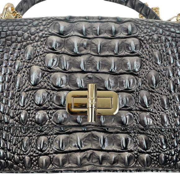 Brahmin Rosalie Leather Crossbody Bag Norcturnal Melbourne Charcoal Gray - Picture 11 of 16